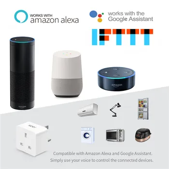 UK OS EU ' s WiFi Smart Stik Stikket fra Stikkontakten Fjernbetjeningen Fungerer med Amazon Alexa Google Startside Ingen Hub, der Kræves