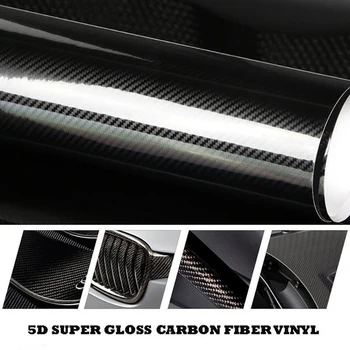 Bil Styling 300*1520mm DIY Høj Blank 5D Carbon Fiber Wrap Film Motorcykel Biler Bil Klistermærke Og Klistermærker Tilbehør