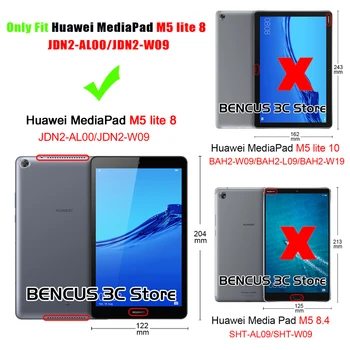 Ny 2 fold litchi Beskyttende Stå Sagen For Huawei mediapad M5 Lite 8.0 Beklædning JDN2-L09 JDN2-W09 Dække M5lite 8 Protector