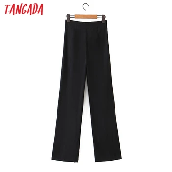 Tangada fashion kvinder sort lang passer bukser bukser lommer lynlås kontor dame bukser pantalon DZ02