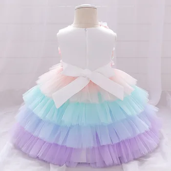 Yoliyolei Nyeste Blomst Baby Pige Kjole Lagdelt Bolden Kjole Rainbown Prinsesse Dress Fotografering For Børn Tøj