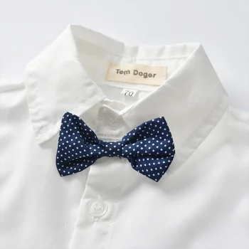 Baby Tøj Sæt Bow Tie Formelle Dreng Bryllup Passer Shirt +Stribet Vest +Bukser 3stk Dreng Herre Tøj Tøj Tøj Fødselsdag