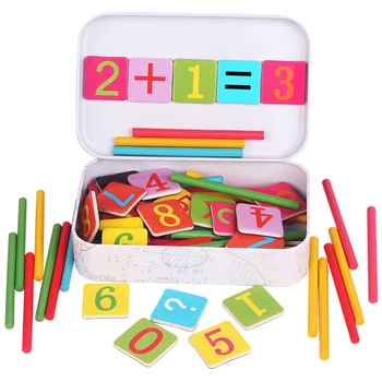 Træ-Baby Matematik Legetøj Tælle Pinde Pædagogiske Beregne Spil Legetøj med Jern Max Montessori Matematiske Baby Gave