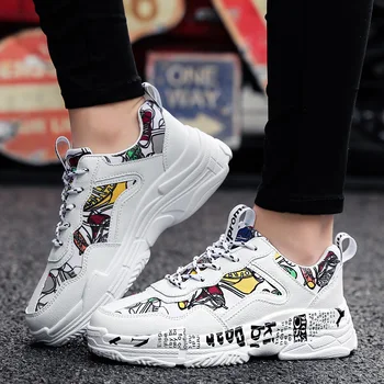 Par Sneakers Kvinder 2020 Sommeren Kvinder Vulkaniseret sko hvid kvinder casual fashion sko Graffiti Lejligheder åndbar sko