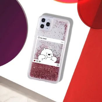 Tegnefilm Bære Instagram Billede Sparkle Flydende Fast Glitter Telefonen Tilfælde Fundas Cover til iPhone 11 X XS-XR Max Pro 7 8 7Plus 8Plus 6