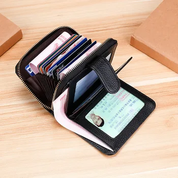 RFID-kortholderen wallet cow leather kreditkort indehavere kvindelige kort tegnebøger kvinder i ægte læder-kort, taske