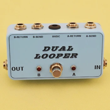 Nye True-Bypass AB Looper Effekt-Pedal boks GuitarSwitcher true bypass-guitar-pedal, Lys blå dual Loop skifte