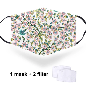 Voksen Små Blomster, 3D Face Masker Vaskbar Støvtæt Mandlige Polyester PM2.5 Activated Carbon Filter Papir Kan Genbruges Mode Masker
