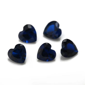 Størrelsen 3x3~10x10mm 114# Blå Hjerte Form Blå Sten Syntetiske Blå Spinel Sten Til Smykker