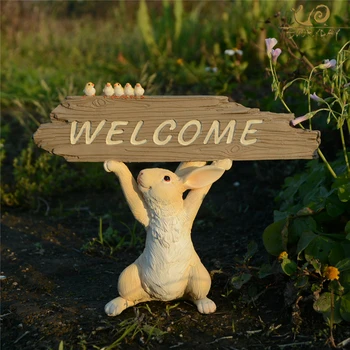 Dagligdags Samling hjem sød Kanin Figur Fe Haven velkomment tegn Bunny dekoration Gave til barnet Dukke Micro Landskab