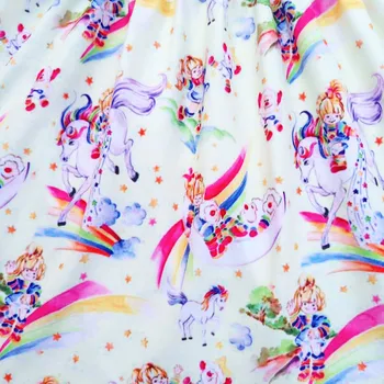 Unicorn print kjole til børn new style piger sommeren stilfulde piger, tøj, Børn Stribet MilkSilk Kjoler Piger Dot Unicorn dress