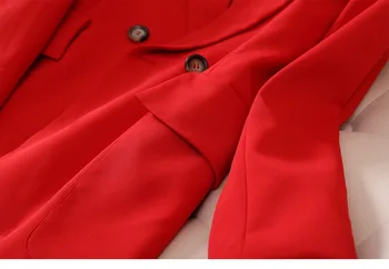Casual høj kvalitet kvinders dragter, bukser, der passer Efteråret nye slanke røde damer rød jakke lille suit Female i stor størrelse slim bukser