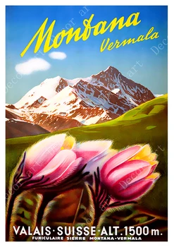 Schweiz, Luzern Golf Vindmølle Tulip Vintage Travel Klassiske Lærred Maleri Kraft Plakater Wall Stickers Hjem Dekorativ Gave