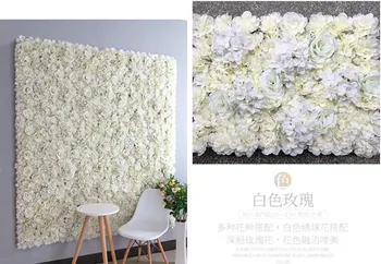 40X60cm Kunstig Silke Blomst Wall Panel i Hvid Hortensia Blomster Bryllup Dekoration Wedding Party Baggrund Indretning