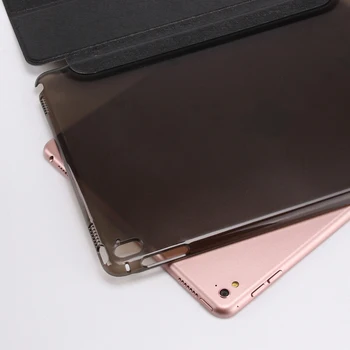 2017 Ny taske til iPad pro 12.9 tommer PU Læder Forsiden + Gennemsigtigt PC Tilbage Ultra Slanke Letvægts Tri-Fold Smart Sag