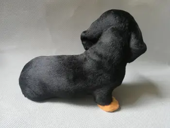 Simulering gravhund dog plast&pelse sort hug gravhund model 18x15cm, hjem bruser dekoration toy gave w0214