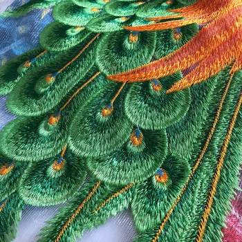 Stor Kinesisk stil peacock broderi syning patch cheongsam nederdel pels bryllup dekoration reparation DIY decal applique