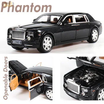 1:24 Trykstøbt Legering Bil Model Rolls Royce Phantom Metal Model Lyd og Lys Trække sig Tilbage SUV for Børn 7 Døre Kan Åbnes Biler