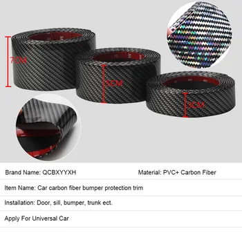 7CM*1M Bil Styling Kofanger Strip Bil Sticker Carbon Fiber Film High Glossy Wrap Film Anti-kollision Dør Karmen Protector Tilbehør