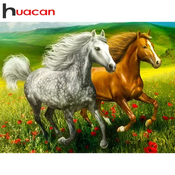 Huacan Diamant Maleri 5d Diy Hest Dekorationer Til Hjemmet Mosaik Dyr, Broderi, Blomst Håndlavet Gave Wall Stickers