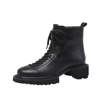 MORAZORA Plus size 34-43 Ny Ægte læder støvler kvinder lynlås firkantet hæl efterår vinter ankle boots fashion platform støvler