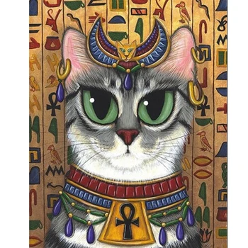 Gamle Egyptiske Gud Kat,Fuld Square/Runde Bor 5D DIY Diamant Maleri 