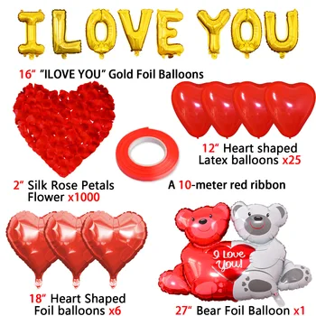 Valentine ' s Day Folie Balloner Dekorationer jeg Elsker Dig Hjerte rosenblade Hjerte For St Valentinskort Dag Gave Bryllupsdag