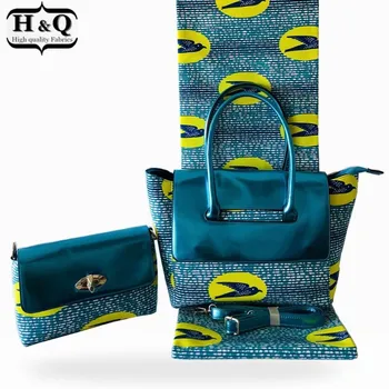 H&Q afrikanske voks håndtaske tre-stykke 2020 høj kvalitet broderi afrikanske stof batik print bomuld stof 6 m/stykke