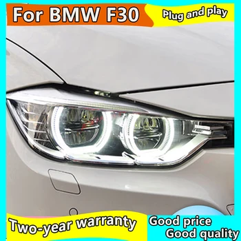 Bil Styling for BMW 316i 320i 328i 335i Forlygter 2013-F30 F35 LED Forlygte LED Angel Eyes Forlygte montage