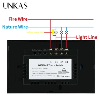 UNKAS 1 Gang 1 Måde amerikansk Standard Væggen Touch Skifte Ewelink Kontrol Ikke Neutral Ledning, der Kræves Smart Light Switch Enkelt Brand Online