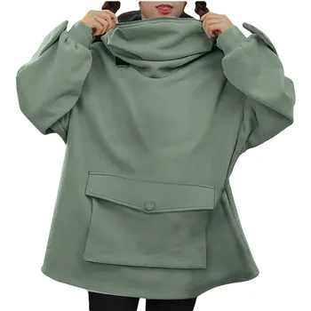 Overdimensionerede Hoodie Kvinder Casual Streetwear Frog Trykt Sweatshirt Kvinder Vinter Tøj Pullovere Toppe Ropa De Mujer 2020 #M12