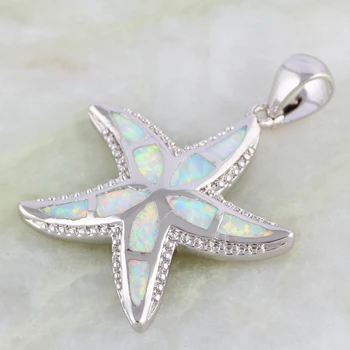 Ny Erklæring Star Silver Color Overlay Hvid Ild Opal Vedhæng Mode Smykker P255