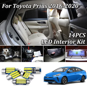 14Pcs Ingen Fejl Hvid Canbus For Toyota Prius 50 ZVW50 ZVW51 ZVW55 Bil LED Interiør Lys + Nummerplade Lampe Kit (2016-2020)