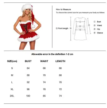 Sexede Damer Velvet Jul Tube Top Mini Kjole Glip af Santa Claus XMAS Kostume-Outfit