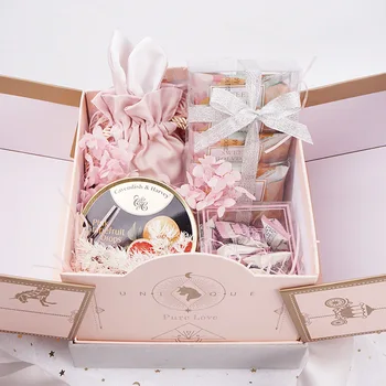 Pink Runde Ottekantede Square Box Emballage Gaver Candy Box Wedding Favor Gaver Dekorative Kasser til Brudepige
