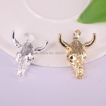 Diy-10stk mode buffalo Hoved vedhæng med perle harpiks horn kvæg vedhæng til smykker tilbehør