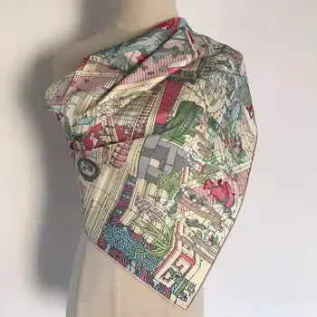2020 nye ankomst foråret efteråret klassiske design ren silke tørklæde twill hånd lavet roll 90*90 cm sjal wrap til kvinder, dame gave