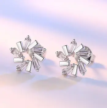 925 sterling sølv ny kvinde Stud Øreringe i Høj Kvalitet Retro Enkel Cubic Zirconia Hot Øreringe Oprindelige Crystal Smykker