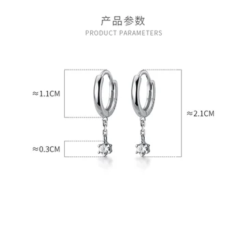 WANTME Mode Ægte 925 Sterling Sølv Minimalistiske Sorte Zircon Kæde Kvast Stud Øreringe til Kvinder koreanske Party Smykker