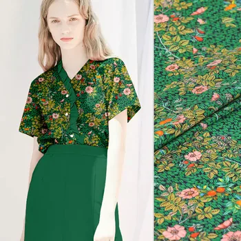 Custom grøn silke crepe de Chine stof 16mm ris inkjet silke stof avlen silke tøj stof kjole stof 140cm bred
