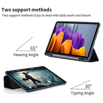 Taske til Samsung Galaxy S7 SM-T870 T875 Tablet Justerbar Folde Stå Cover til Samsung Galaxy S7+ T970 T975 2020 Sag