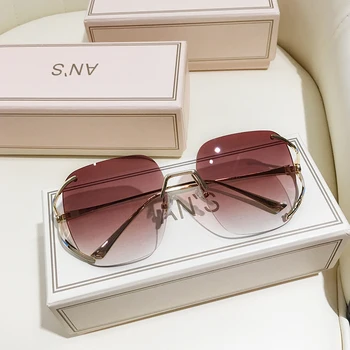MS Nye Luksus Dekoration Klassiske Briller Kvinder Plus Uindfattede Solbriller Originale Mærke Designer Unisex solbriller Mode
