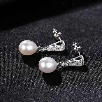 PAG&MAG Lilla Pink Hvid Naturlige Perler Drop Øreringe Til Kvinder 925 Sterling Sølv Perle Øreringe Erklæring Bryllup Smykker