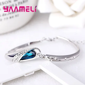 Nye Ankomst Kvinde Mode 925 Sterling Sølv Glas Sko Krystal Armbånd Til Bryllup/Forlovelsesfest Smykker Gaver