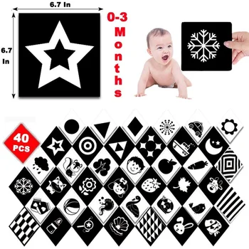Montessori Baby Legetøj Sort Hvid Flash-Kort Med Høj Kontrast Visuel Stimulering, Læring Pædagogiske Flashkort Toddler Sensory Toy