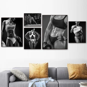 Sexet Kvinder Fitness Fitness Væg Kunst, Lærred Maleri Nordiske Plakater Og Prints Væg Billeder Til Stuen Skandinaviske Hjem Indretning