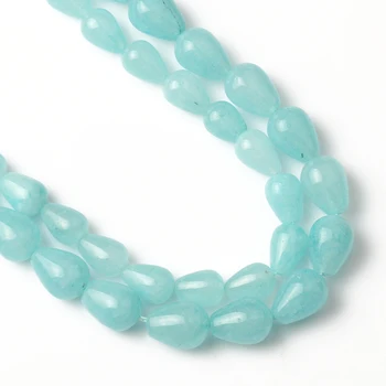 Hvid Jade Perler Blå Amazonit Løs Naturlige Sten Perler til smykkefremstilling DIY Armbånd Tilbehør 15inch Dråber Perler