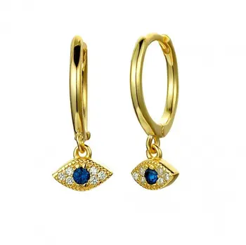 Minimalistisk onde øje charme stud øreringe Guld farve banet blå cz mini perle øreringe delicat fine dingle smykker