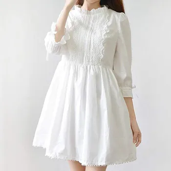 Kawaii Kjoler Kvinder Hvid Kjole Dejlig Sød Pige i Japansk Stil med Blonder Kjoler Sommer Tøj Til Elegante Damer 2020