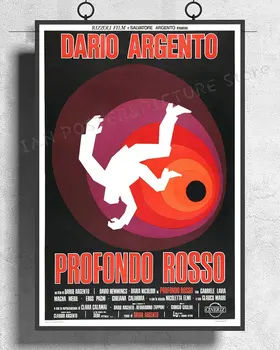 NJ717 DYB RØD Filmens Profondo Rosso Fra 1975 Dario Argento Wall Sticker Silke Plakat Kunst boligindretning